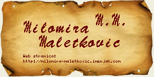 Milomira Maletković vizit kartica